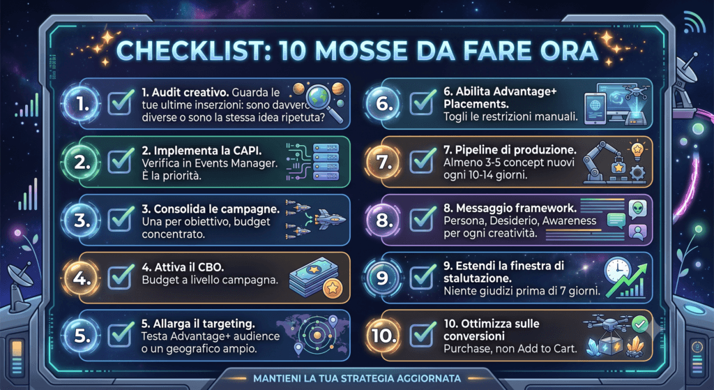 Checklist per ottimizzare le campagne Meta Ads con Andromeda Meta Ads nel 2026